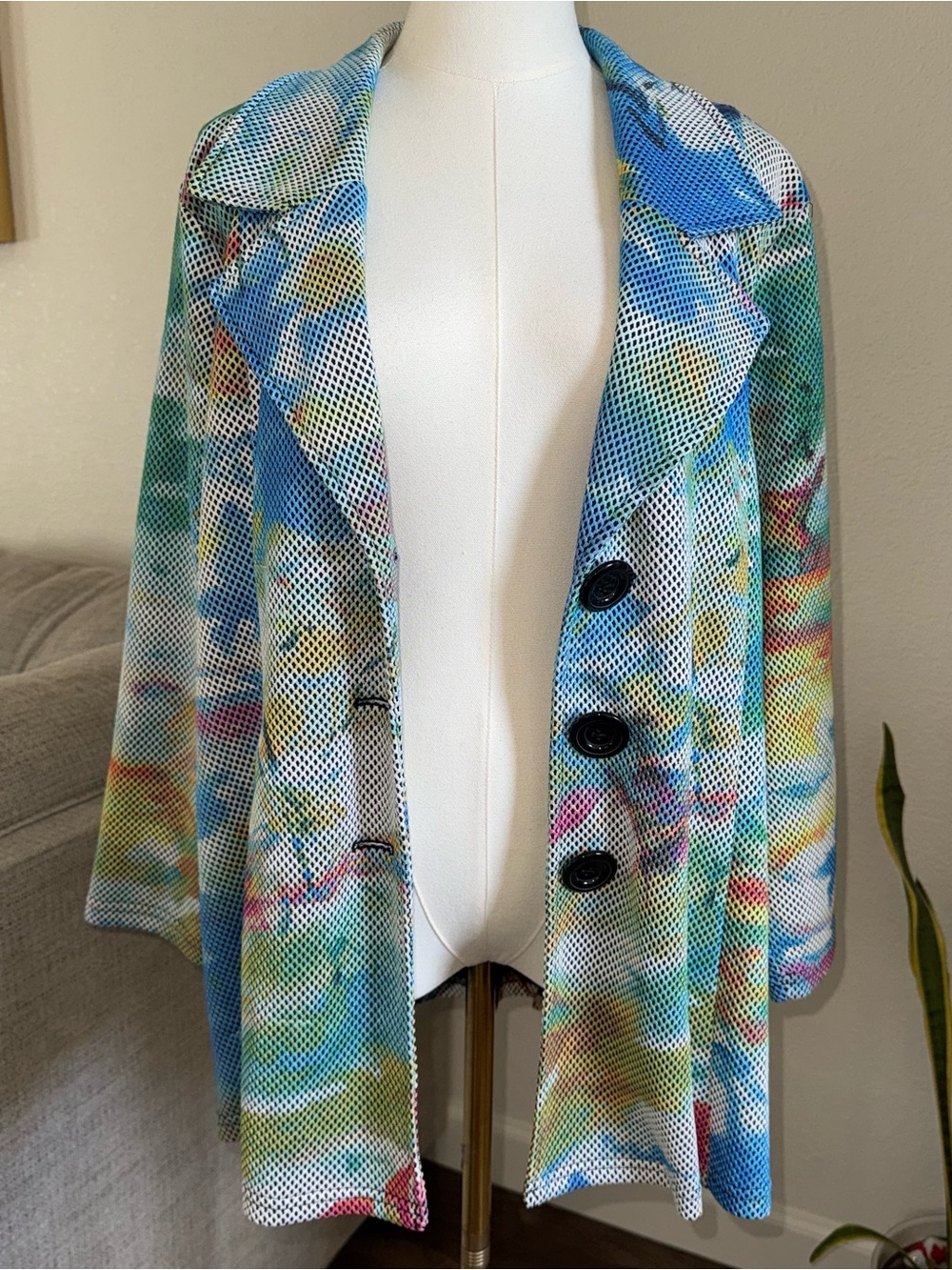 Multiples XL Colorful rave Open Front Jacket Festival Y2K vintage Blazer Chic